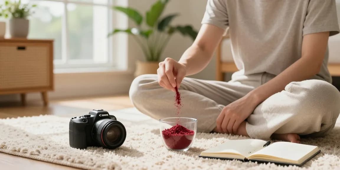Enjoying lab-tested red vein kratom in a serene home environment, promoting relaxation.