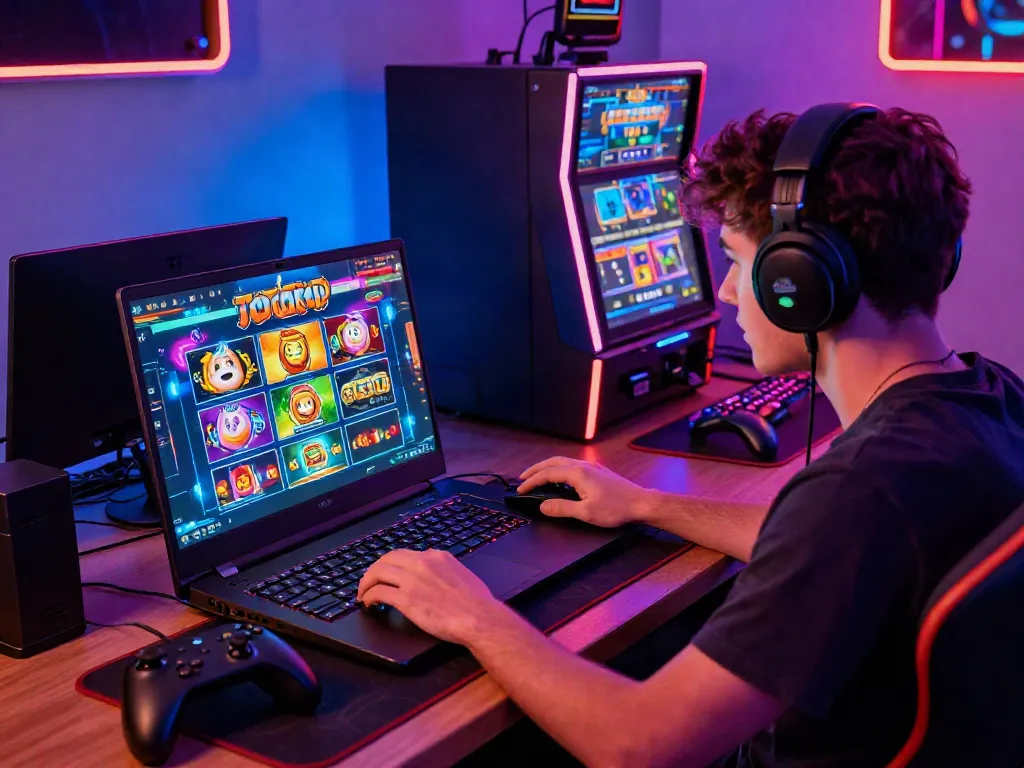 Player immersed in online gaming on https://tx88bet.vip/ with vibrant graphics and accessories, showcasing an engaging virtual experience.