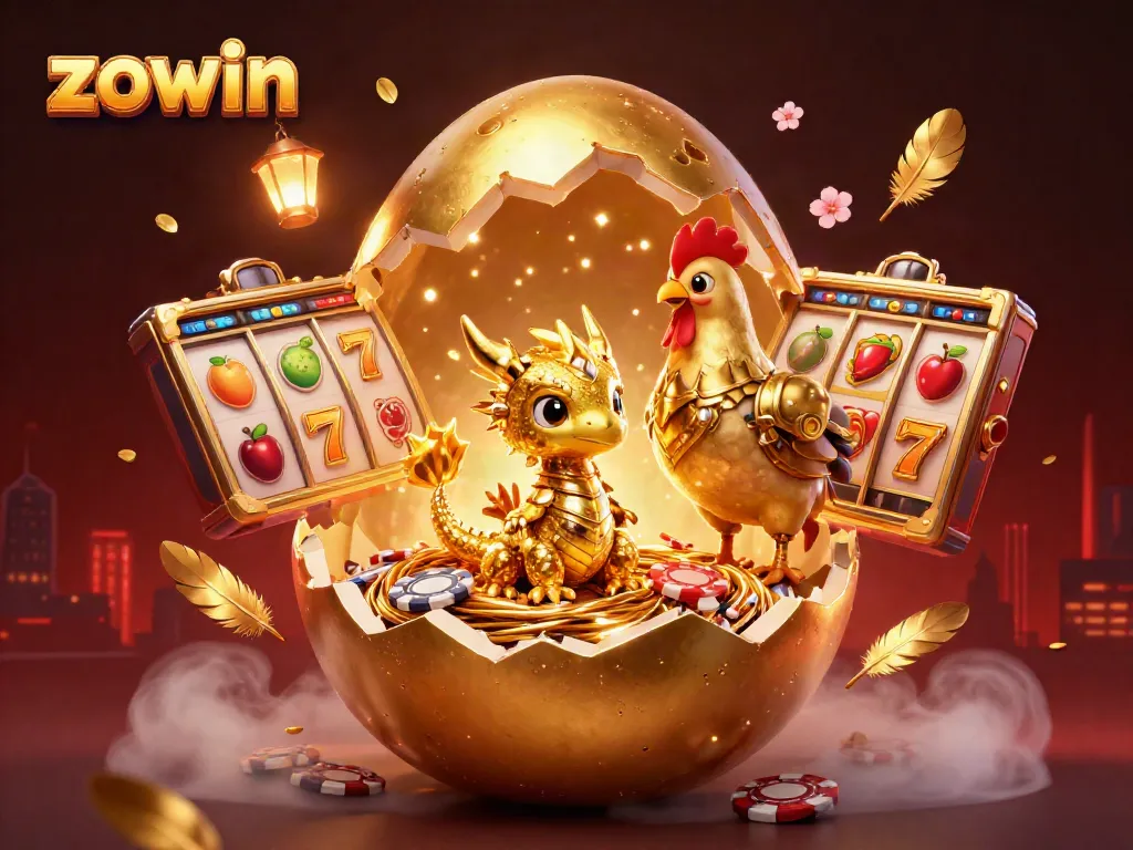 Engage with the exciting zowie casino experience showcasing a golden baby dragon and poker chips.