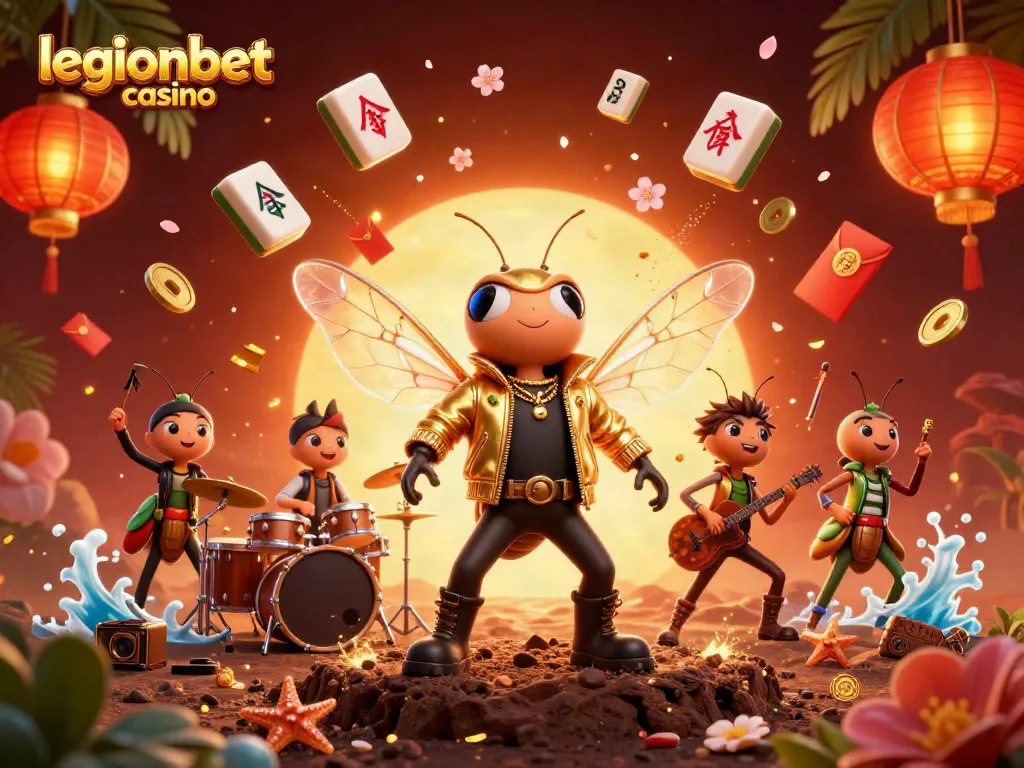Experience the excitement of legionbet casino with a vibrant casino-themed rock star performance.