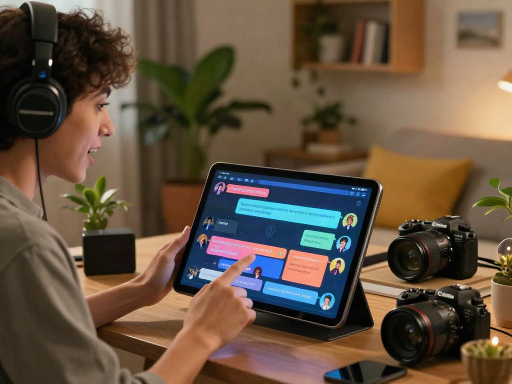 Engaging ai porn chat interaction in a cozy setup showcasing a user enjoying digital conversation.