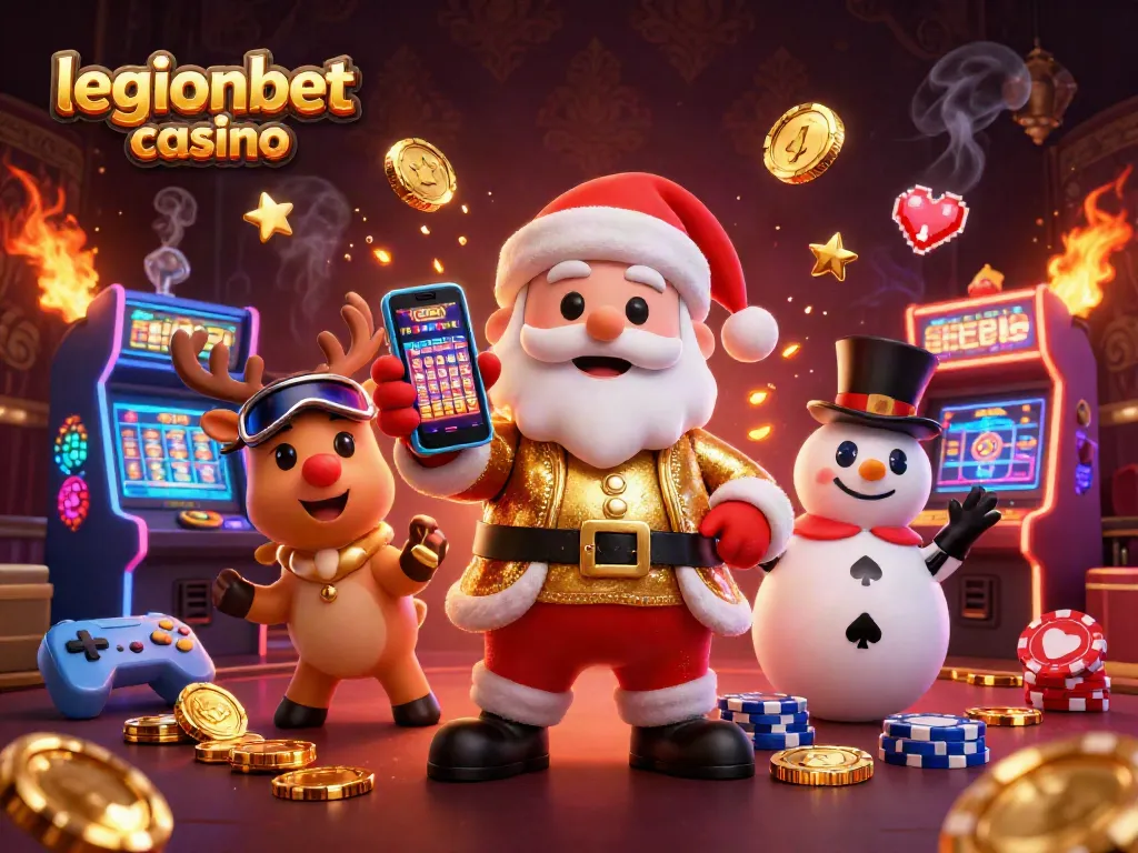 Experience the thrill of legionbet casino with Santa and friends celebrating jackpot wins!
