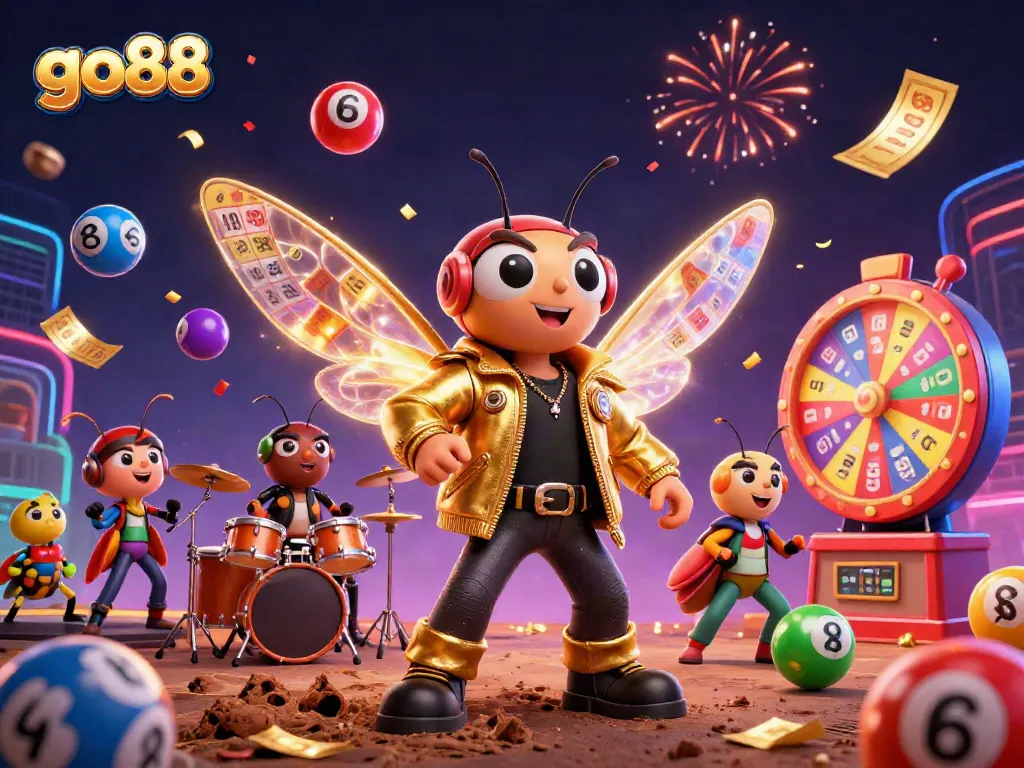 Enjoy the exciting gameplay with go88 at this vibrant casino scene showcasing lottery and game elements.